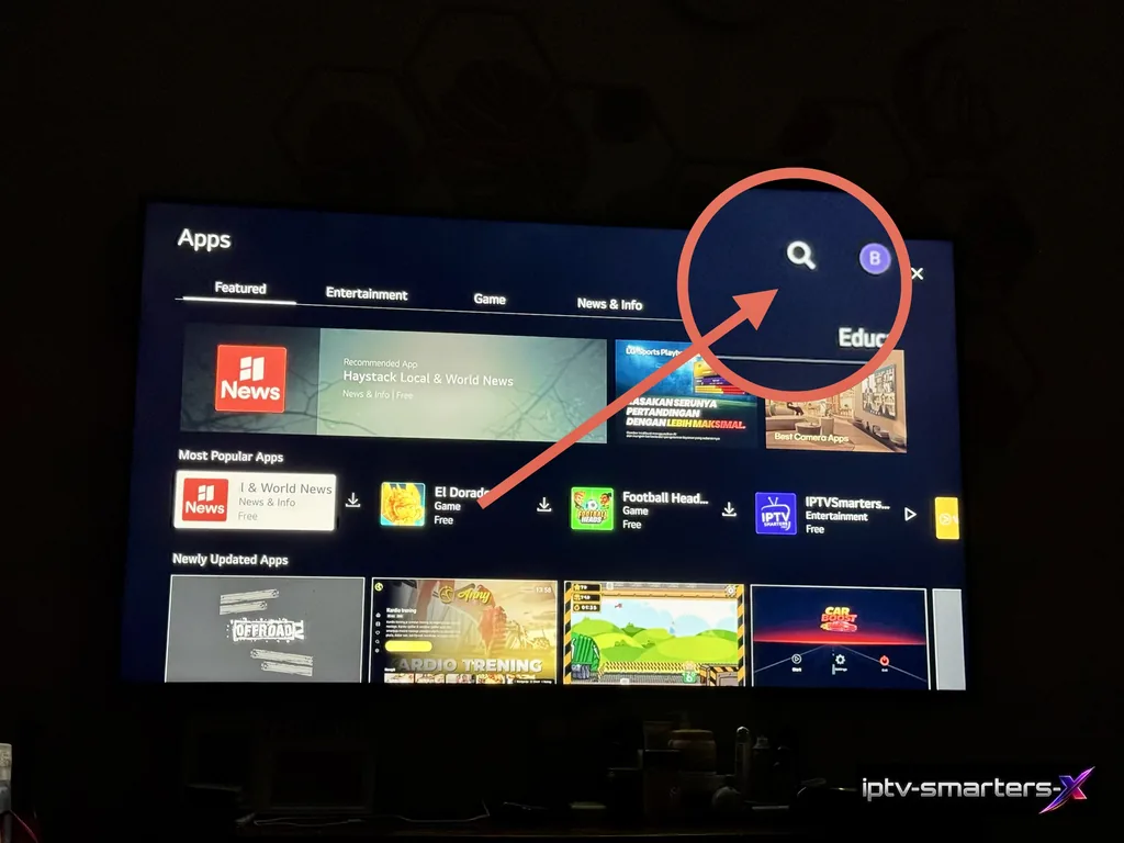 Navigation dans le LG App Store LG - IPTV Smarters Pro